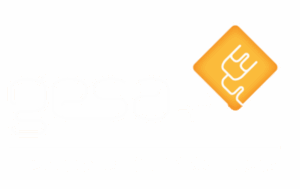 GESA Electrical & CCTV Solutions white logo – local licensed electricians and CCTV installers in Adelaide, empowering safe homes and businesses.